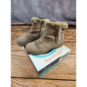Baretraps Acelyn Brown Suede Ankle Boots Women's 8 M Casual Dbl Zip Winter Shoes